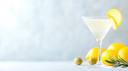 Refreshing Lemon Martini Cocktail with Garnish
