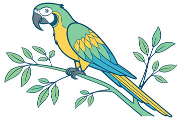 A colorful macaw parrot perched on a branch