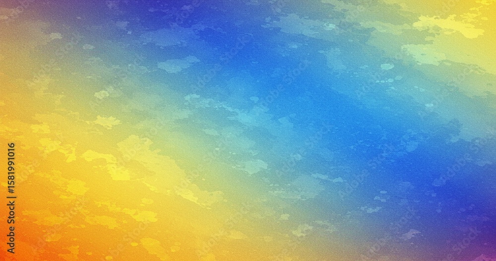 Aufkleber an abstract image featuring a gradient of yellow, blue, and purple with a watercolor texture effect.