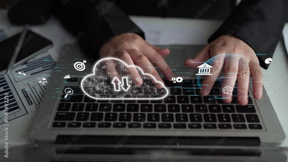 Poster cloud computing, cloud strategy, and cloud technology transforming digital infrastructure with scala