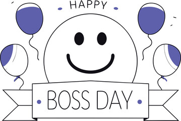 Joyful boss day celebration greeting card design for social media sharing and personal messages