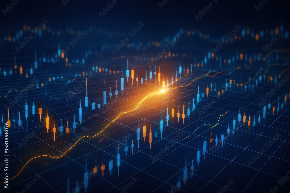 Poster dynamic market trends: a captivating depiction of fluctuating market trends, featuring intricate dat