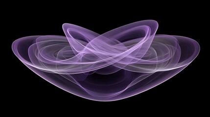 Abstract swirling, purple, and translucent shapes