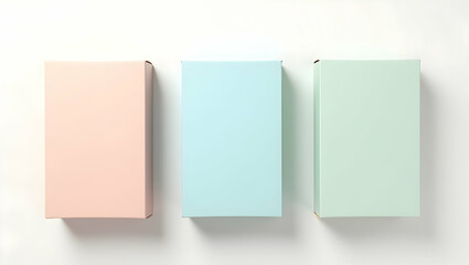 Pastel Perfection, Minimalist Flatlay of Blank Cereal Box Mockups for Creative Product Packaging Designs and Branding Presentations