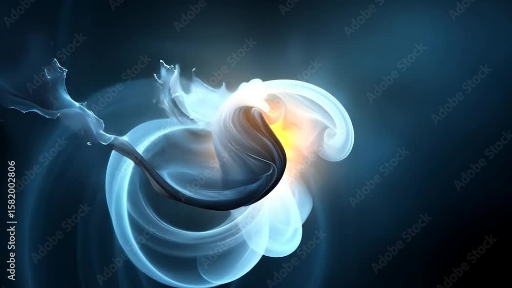 Aufkleber abstract dark blue and white fluid forms intertwine in a dynamic composition, illuminated by an inne