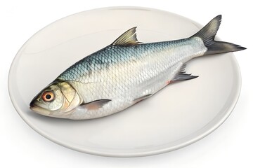Fototapeta premium Freshly caught fish presented on a clean white plate