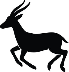 Silhouette running gazelle antelope stylized animal isolated vector illustrator