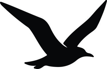 Silhouette seagull flying sea bird animal vector illustrator