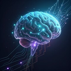 Futuristic AI Brain with Glowing Digital Connections