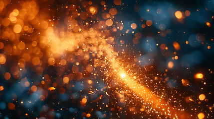 Abstract orange and blue bokeh light effect in motion