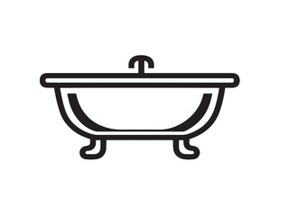 Sleek bathroom bathtub icon with stylish outline