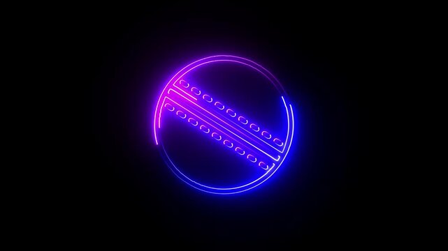 Glowing neon Cricket ball Game icon isolated on black background. HD Video motion graphic animation.