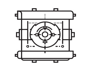 Technical blueprint design icon with minimal clean lines