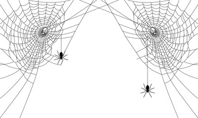 Halloween frame with black spider web. Vector Halloween Illustration.