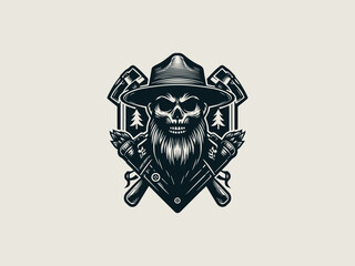 Friendly cartoon forest ranger mascot vector logo for national park visitor centers