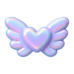 PNG Holographic heart with wings