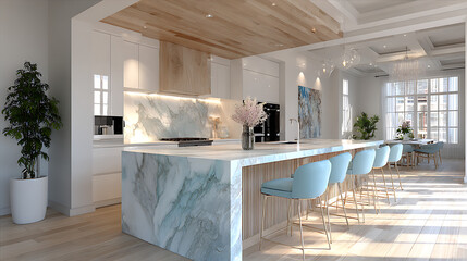 Warm modern kitchen with sleek lines