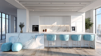 Sophisticated interior with kitchen island