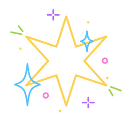 colorful star blink sparkle journal sticker doodle line illustration clipart