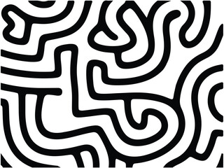 Abstract black and white wavy lines pattern isolated on white background