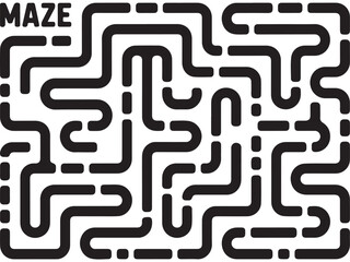 Abstract black maze pattern with the word maze isolated on white background