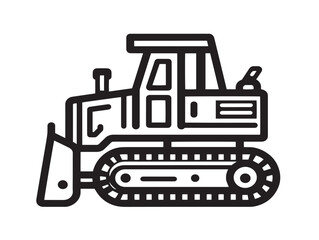 Flat design bulldozer icon in elegant style