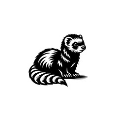Obraz premium Ferret Icon: A meticulously crafted monochrome icon of a ferret, showcasing its sleek form and inquisitive gaze, a perfect emblem for various applications.