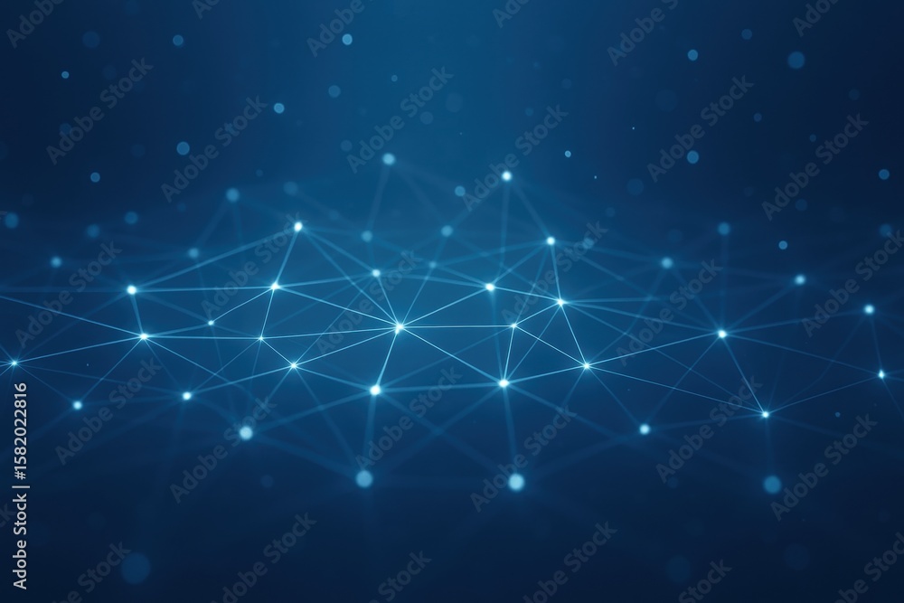 Aufkleber digital web: an eye-level shot presents a digitally rendered network, where points of light connect 