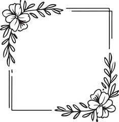 Obraz premium Floral corner border with leaves and square frame vector