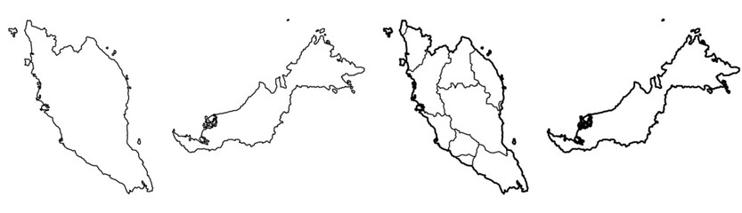 Malaysia map – vector illustration of states, regions, and political borders