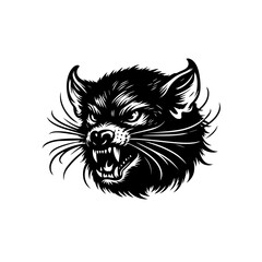 Obraz premium black cat head vector illustration