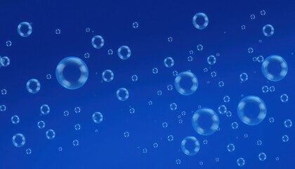 Bubbles floating in a blue background, abstract and transparent visuals