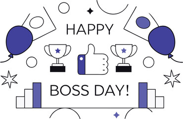 Celebrate your boss with a professional banner design featuring festive elements and bold typography for special occasions