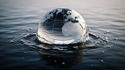Le globe de verre dans l'eau