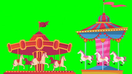 Carousel Ride illustration. Festival fairground carousel entertainment icon vector illustration design on green background  © Mugheera