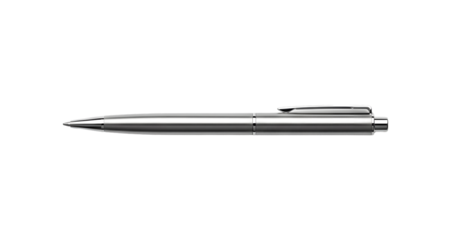 Metal Ballpoint Pen Isolated on Transparent Background