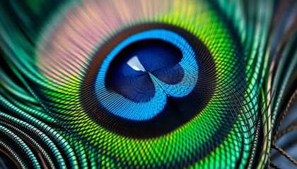 Blue glowing peacock eye pattern with light rings, a technological tunnel design