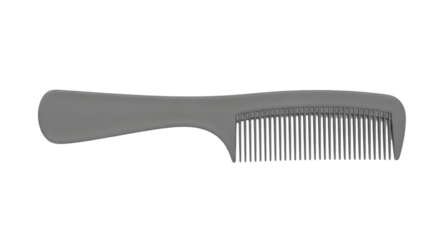 Simple Plastic Hair Comb Flat View on Transparent Background