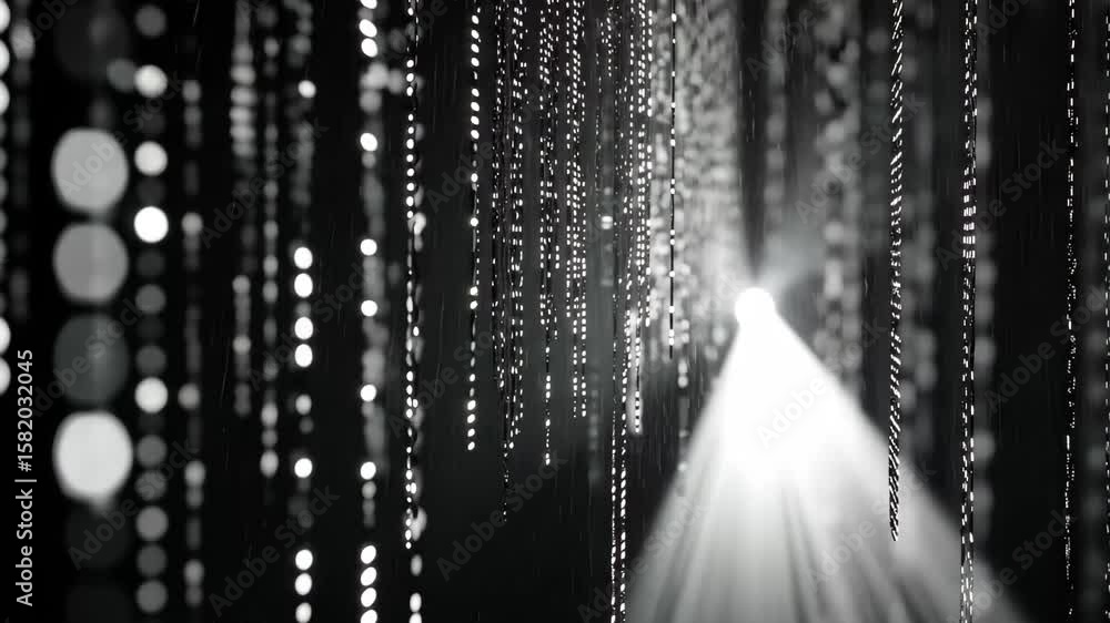 Poster Digital binary code reveals a glowing path in a closeup pan movement, creating an immersive visual experience, Digital binary code Pan camera movement close up shot Seamless 3D render