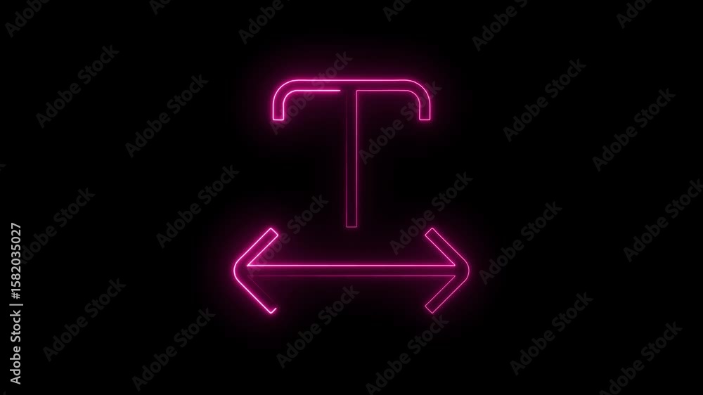 Poster pink neon resize icon animation on black background for technology and design projects