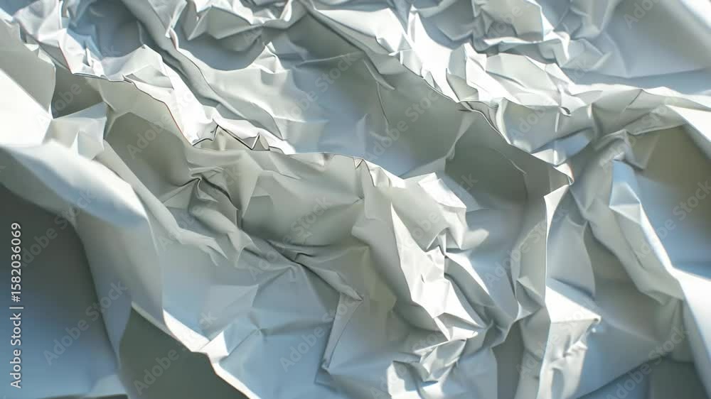 Poster rapid transformation of a white crumpled surface over time in a dynamic time lapse sequence, time la