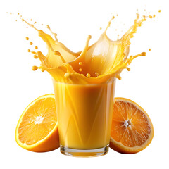 Orange Juice Splash: Vibrant Glass, Fresh Citrus Fruit