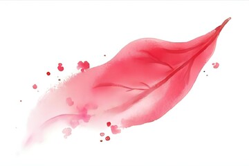 Beautiful red leaf watercolor painting on a clean white background. 