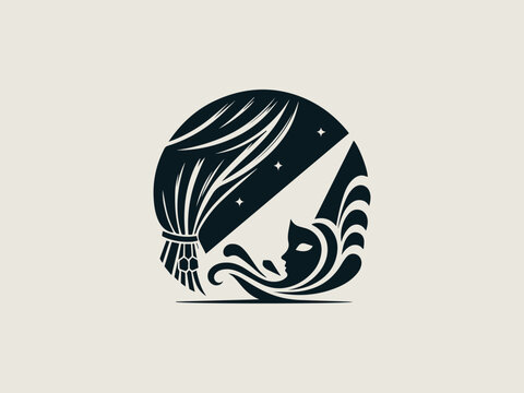 Minimalist spotlight vector logo for modern theatre companies or playhouses