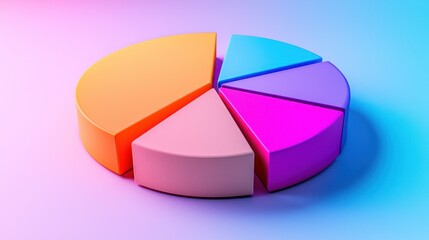 Obraz premium Bright circular pie chart with different-sized colored slices