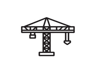 Tower construction crane icon in clean vector