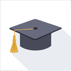 Cute graduation cap flat vector