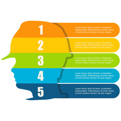 Portrait of architect. Engineer with copy space. Project management, engineering and safety inspection. Five features or option to select. Infographic for business information visualization.