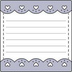 Minimal grey heart border memo pad with soft lines and pastel touch