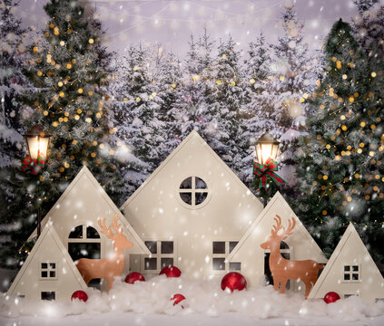 casas navide&ntilde;as, set de foto navidad